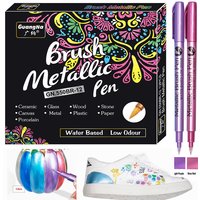 12 / 24Colors Brush Metallic Paint Markers Pens for Rock Painting Stone Ceramic Wood Fabric Pebbles Scrapbook DIY Photo Albums