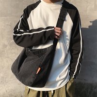 Unisex Denim Crossbody Bag Street Style Versatile Casual Shoulder Bag for Men And Women Magnetic Clasp Large Capacity