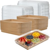 10/20pcs Kraft Paper Bowls with Lids 420/720ml Take Out Food Containers Bento Lunch Box Cookies Pastries Sushi Food Container