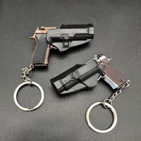 1:4 Mini 92f Pistol Model Keychain with Holster Alloy Case Metal Realistic Detachable Tactical Keyring Gift for Men