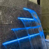 Acrylic RGB Waterfall Sheer Descent Water Blade Cascade Garden Artificial Swimming Pool Waterfall Fountian With Led Light