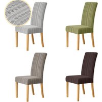 Stripes Jacquard Dining Chair Covers All Seasons Universal Chair Slipcovers Elastic Durable Protective Case for Hotel Party