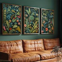 3pcs Vintage Flower Wall Art Canvas Wall Print, Frameless Spring Plant Print Posters for Spring Decor & Living Room Decortions