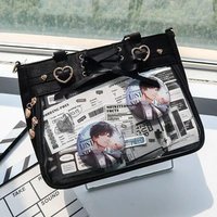 Transparent Ribbon Bow Black Ita Bag Women Harajuku Aesthetic Large Capacity Shoulder Bags Lady Versatile Satin Handbag Bolso