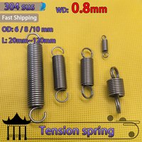 Wire Diameter 0.8mm 304 Stainless steel Small Tension Spring With Opening Hook Pullback Spring closed loop