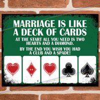 MARRIAGE DECK OF CARDS Funny Metal Signs Mancave Pub Shed Bar Cave Tin Sign UK-Aluminum