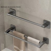 Bathroom Hand Towel Rack Towel Holder Wall Mount No Drill Mount 30/40/50cm Towel Bar Plastic ABS Double Bar 2 Tier Apartment