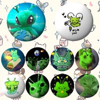 Cute Green Alien Cat Badges Tinplate Soft Button Pin Brooch Metal Badge Custom Jewelry Accessories Hat Bag Lapel