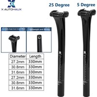 X Autohaux Bike Seat Posts 27.2x330mm 30.8x330mm 31.6x330mm Carbon Fiber Black Adjustable Angle Seat 12mm Offset