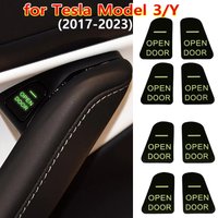 For Tesla Model 3 Y Luminous Open Door Button Stickers Armrest Window Lift Button Switch Light Cover Reminder Door Open Sticker