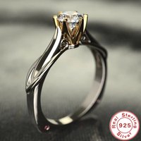 New 925 Sterling Silver Ring Six Claws Eight Hearts And Arrows Zircon Simulation Moissan Diamond Ring For Women Wedding Gifts