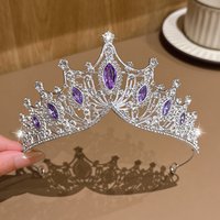 1 simple and versatile fashionable high-end silver purple crown suitable for daily hair accessories