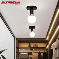 Minimalistische schwarze E27-Deckenleuchte, moderne nordische Retro-Eisenlampe, Dekor für Wohnzimmer, Schlafzimmer, Badezimmer, Küche, Flur und Balkon