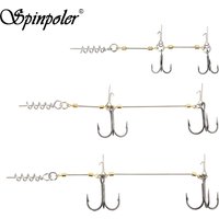 Spinpoler Shad Belly Hook Stinger Rig for Softbait Pike Double Fishing Hooks #6 #1 #1/0 Cork Screw Shad Spin Rig Tackle Pesca