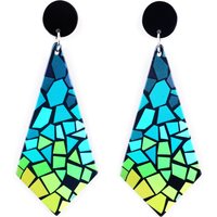 FishSheep Creative Colorful Acrylic Long Earrings for Women Resin Irregular Grid Printed Drop Earrings Fashion Accessories Gifts