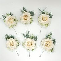 1/6PCS Rose Wedding Champagne Wrist Corsage And Boutonniere Set ForBride Bridesmaid Man Groom Rose Wedding Flowers Accessories