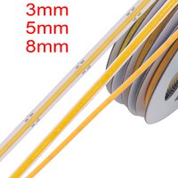 3mm 5mm PCB COB LED Strip Ultra Thin 12V 24V 8MM Tape Light With DC Plug/ 2pin Wire Dimmable Linear Lighting High Density Lamp