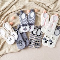 Womens Winter Plush Cartoon Boat Socks Thick Anti-Slip and Warm Socks Cute Home Socks 3D Rabbit Yoga Kawaii Autumn Sock Woman
