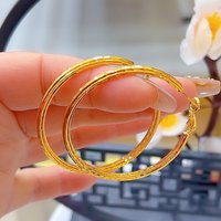 Luxury 24K 9999 Pure Gold Women's simple earrings geometric prism high sense ear ring
