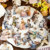 30Pcs Decorative Scrapbook Supplies Handbook Sticker School Material Pack Coming from Painting Character Story 125*85mm