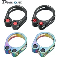 Road Bike Seatpost Clamp 31.8/34.9mm CNC Anodized Seat tube lock ring clasp Fixing Ring Perforated Dual Nuts Weight Fastener