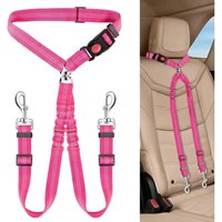 Double-Headed Pet Safety Seat Belt Stretch Split Connection Two Dog Lead Headrest Attachment Adjustable Dog Harness for Dogs