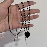 Women's Fashion Moon Pendant Necklace Black Female Jewelry Choker Pu Leather Velvet Gift Wedding Girls Gothic Accessories