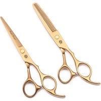 Hair Cutting Scissors 5.5" Gold Japan Stainless Purple Dragon Hairdressing Scissors Thinning Shears Hair Scissors Set Z1005