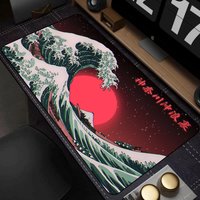 Computer Mouse Pad Japan Art Great Wave Large Gaming Mousepad Gamer XXL Rubber Keyboard Pad Laptop Edge with lock Desk Mat 80x30