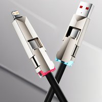 4 in 1 Spring Fast Charging Cable, 240W USB-C PD Multi Fast Charging,Coiled Retractable Cable for iPhone Samsung Phone