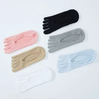 3 Pairs Summer Invisible Toe Socks Woman Girl Cotton Thin Solid Soft Shallow Mouth Breathable Deodorant No Show 5 Finger Socks