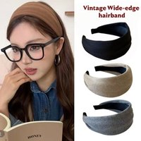 Autumn Winter Vintage Solid Soft Cotton Hairband Wide-brimmed Knitted Headband, Face Wash Hair Bands, Hair Accessory for Women