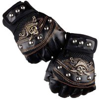 AliExpress NONE Punk Skulls Rivet Leather Gloves Men Women Fashion Hip Hop Anti-slip Half Finger Gloves Summer Cycling Motorcycle Accessories