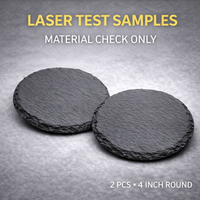 2pcs Slate Coasters Blank, 4 Inch Round Black Stone Samples for Laser Engraving Test & Material Check