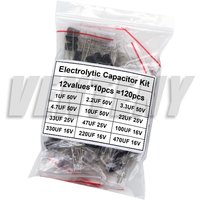 120pcs 1uF - 470uF Electrolytic Capacitor Assortment Kit 12Values 2.2UF 4.7UF 10UF 22UF 33UF 47UF 100UF 220UF Capacitance Set