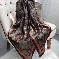 Paisley Print Square Scarf Vintage Imitation Silk Shawl Scarf Elegant Cashew Pattern Women Windproof Outdoor Head Wrap