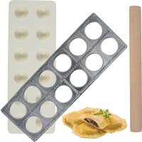 Ravioli Maker Press 10/12 Holes Ravioli Mold Tray Pelmeni Pasta Maker Kitchen Aid Pasta Press Cutter Tool Dumpling Mould Set
