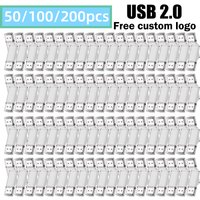 50/100/200pcs Wholesale Price Metal Usb 2.0 Flash Drive 4GB 8GB Usb Pendrive 64GB Memory Stick Free Logo Gifts Waterproof U-disk