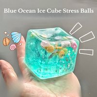Ocean Squishy Cube Fidget Toy, Slow Rising Stress Relief Squeeze Toy, Sensory Decompression Gift for Kids and Adults