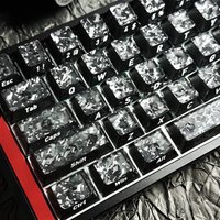 Black Carbon Fiber Translucent Cherry Keycap Kit PC 110 Key Suitable for 61/75/87/104/108 Magnetic Axis Keyboard Wooting