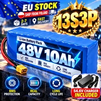 48V 10Ah Li-Ion Akku 13S3P 18650 mit XT60+DC, BMS-Schutz, 54,6V Ladegerät im Set, für E-Bike E-Scooter Elektrofahrrad DIY-Umrüstung, EU-Lager, Versand aus Polen