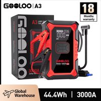 Rozrusznik GOOLOO A3 ze sprężarką powietrza, przenośny wzmacniacz akumulatora samochodowego 3000 A (9,0 gazu/6,5 l oleju napędowego) z automatycznym wyłączaniem 150 PSI