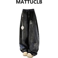 Women Dark Academia Cyber Punk Grunge Harajuku Baggy Tie Dye Jeans Japanese Y2K Streetwear Tomboy Ripped Hole Denim Pants 2000s