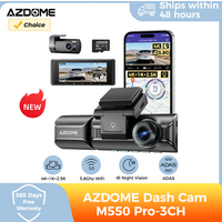 AZDOME M550 Pro 3-Channel Dash Cam 4K+1K+2.5K Car Camera Voice Control Built-in 5.8Ghz WiFi GPS ADAS IR Night Vision 24H Parking