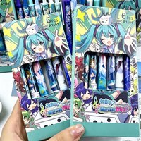 Hatsune Miku Retractable Gel Pens 6PCS - Black 0.5mm ST Tip, Anime Writing Pen Set for School, Office & Gifts for Fans