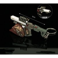 9cm Mini Gun Model Keychain PLAS-1 Model Jewelry Weapon Metal Pendant Key Chain Chaveiro Bag Car Key Holders Gift For Kids Men