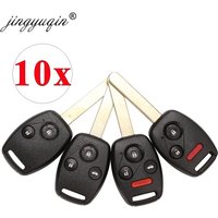 jingyuqin 10pcs Remote Car Key Shell For Honda Accord Civic CRV Pilot Insight 2 2+1 3 3+1 4 Buttons Pad Fob Auto Key Case