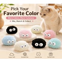 3pcs Cat Fur Spherical Toys, Cute Big Eyes - (Random Color), Pet Interactive Toys, Suitable for Indoor Cats to Use