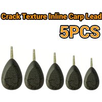 5PCS Crack Texture Inline Carp Lead Sinkers, Anti Snag Camouflage Fishing Weights for Carp Fishing and Long Distance Casting