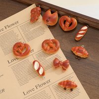 10pcs Simulation food play stick, alkali water bread, resin DIY hanging decorations